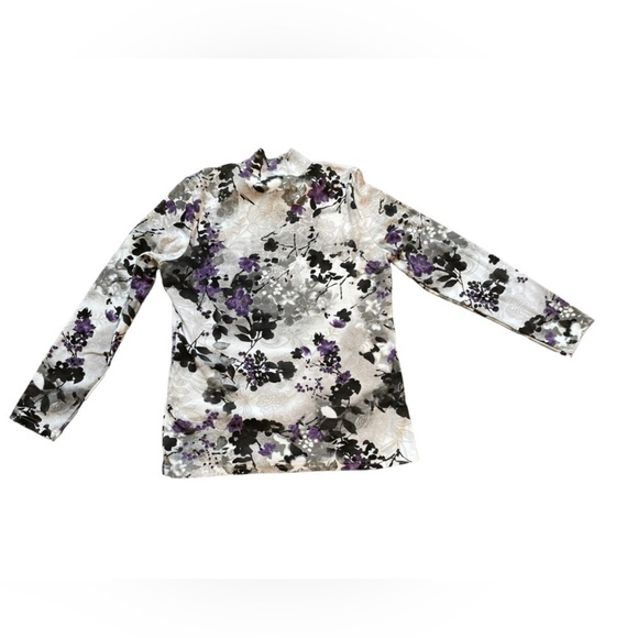 Karen Scott mock turtle neck size medium floral - Picture 2 of 4